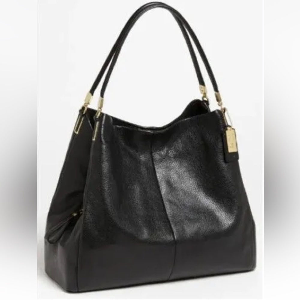 Coach Madison Phoebe Pebbled Leather Purse shoulder Bag Black